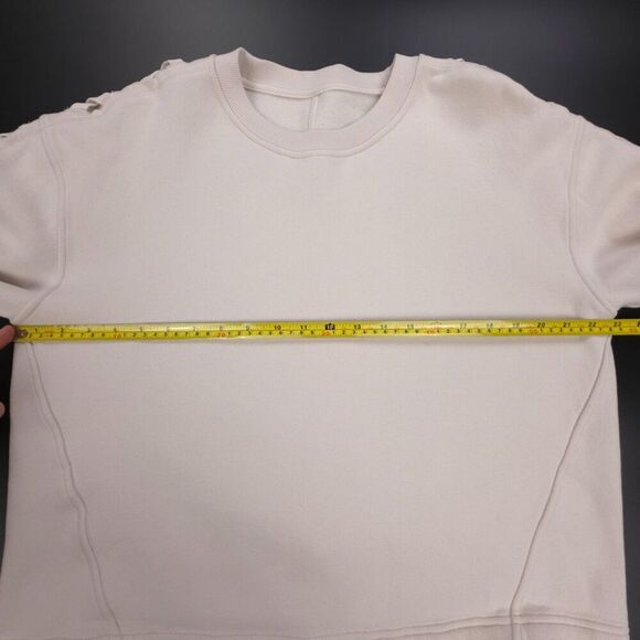 LULULEMON Braided Sleeve Pullover White Opal Fleece Sweatshirt Athleisure Lounge - Picture 3 of 6